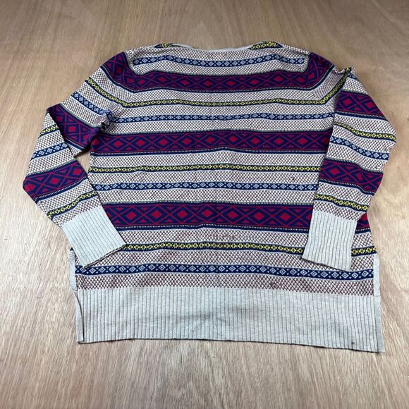 Mossimo Supply Co Cardigan Sweater Women’s Medium 100% Cotton Fair Isle - Picture 2 of 5